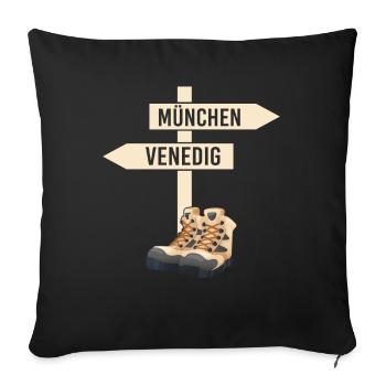 Crossing the Alps Munich Venice Long-Distance Hiking Trail - Sofa pillowcase 17,3'' x 17,3'' (45 x 45 cm) - black - Front