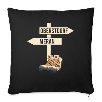 Traversée des Alpes Sentier de randonnée longue distance Oberstdorf Merano E5 - Housse de coussin décorative 45 x 45 cm - noir - Devant