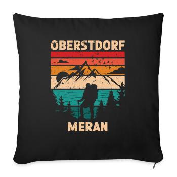 Traversée des Alpes Sentier de randonnée longue distance Oberstdorf Merano E5 - Housse de coussin décorative 45 x 45 cm - noir - Devant