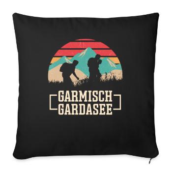 Crossing the Alps Garmisch Lake Garda - Sofa pillowcase 17,3'' x 17,3'' (45 x 45 cm) - black - Front