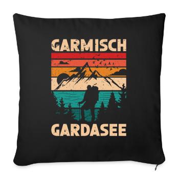 Crossing the Alps Garmisch Lake Garda - Sofa pillowcase 17,3'' x 17,3'' (45 x 45 cm) - black - Front