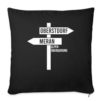 Traversée des Alpes Sentier de randonnée longue distance Oberstdorf Merano E5 - Housse de coussin décorative 45 x 45 cm - noir - Devant