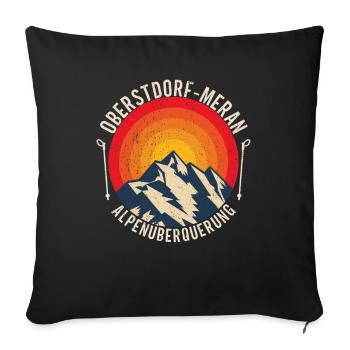 Alpenüberquerung Oberstdorf Meran E5 Fernwanderweg - Sofakissenbezug 45 x 45 cm - Schwarz - Vorne