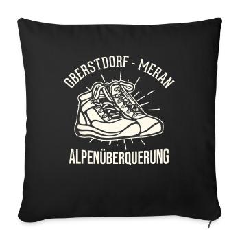 Traversée des Alpes Sentier de randonnée longue distance Oberstdorf Merano E5 - Housse de coussin décorative 45 x 45 cm - noir - Devant