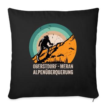Traversée des Alpes Sentier de randonnée longue distance Oberstdorf Merano E5 - Housse de coussin décorative 45 x 45 cm - noir - Devant