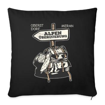 Traversée des Alpes Sentier de randonnée longue distance Oberstdorf Merano E5 - Housse de coussin décorative 45 x 45 cm - noir - Devant