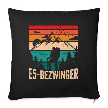 Alpenüberquerung Oberstdorf Meran E5 Fernwanderweg - Sofakissenbezug 45 x 45 cm - Schwarz - Vorne