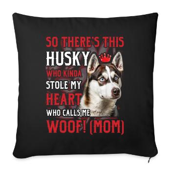 Maman Husky - Housse de coussin décorative 45 x 45 cm - noir - Devant