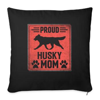 Fière maman Husky - Housse de coussin décorative 45 x 45 cm - noir - Devant