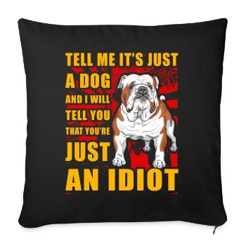 Bouledogue anglais drôle de dicton - Housse de coussin décorative 45 x 45 cm - noir - Devant