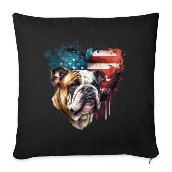 Bulldog anglais États-Unis - Housse de coussin décorative 45 x 45 cm - noir - Devant