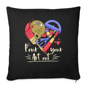 Professeur d’art Drôle de dicteur Cours d’art Cours d’art - Housse de coussin décorative 45 x 45 cm - noir - Devant