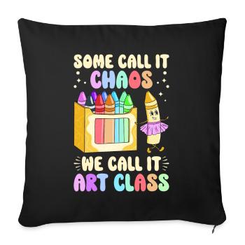 Professeur d’art Drôle de dicteur Cours d’art Cours d’art - Housse de coussin décorative 45 x 45 cm - noir - Devant