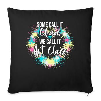 Professeur d’art Drôle de dicteur Cours d’art Cours d’art - Housse de coussin décorative 45 x 45 cm - noir - Devant