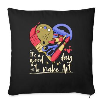 Professeur d’art Drôle de dicteur Cours d’art Cours d’art - Housse de coussin décorative 45 x 45 cm - noir - Devant