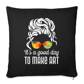 Professeur d’art Drôle de dicteur Cours d’art Cours d’art - Housse de coussin décorative 45 x 45 cm - noir - Devant