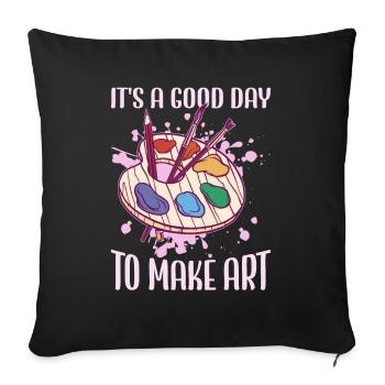 Professeur d’art Drôle de dicteur Cours d’art Cours d’art - Housse de coussin décorative 45 x 45 cm - noir - Devant