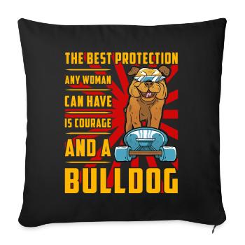 Maman bouledogue - Housse de coussin décorative 45 x 45 cm - noir - Devant