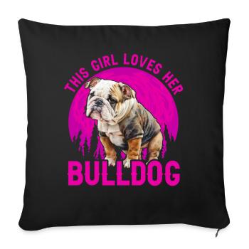Cette fille aime son bouledogue - Housse de coussin décorative 45 x 45 cm - noir - Devant