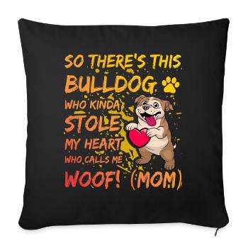 Maman bouledogue anglaise - Housse de coussin décorative 45 x 45 cm - noir - Devant