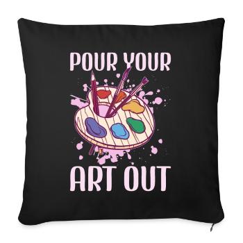 Professeur d’art Drôle de dicteur Cours d’art Cours d’art - Housse de coussin décorative 45 x 45 cm - noir - Devant