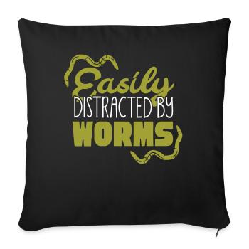 Vermiculture, lombricompost, vermifuge - Housse de coussin décorative 45 x 45 cm - noir - Devant