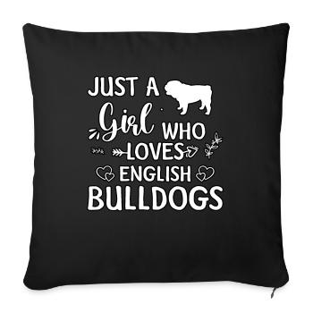 Juste une fille qui aime les bouledogues anglais - Housse de coussin décorative 45 x 45 cm - noir - Devant