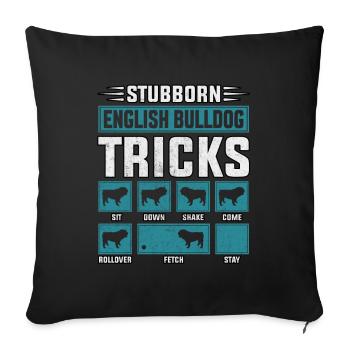 Astuces de bouledogue anglais têtus - Housse de coussin décorative 45 x 45 cm - noir - Devant