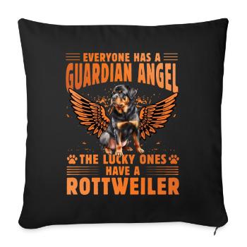 Guardian Angel Rottweiler - Sofa pillowcase 17,3'' x 17,3'' (45 x 45 cm) - black - Front