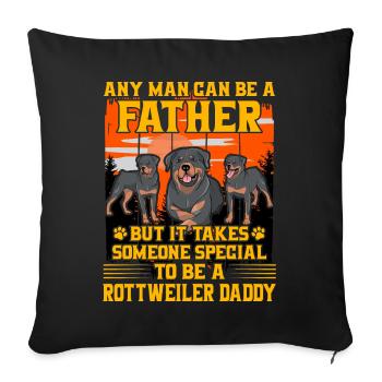 Rottweiler Daddy - Sofa pillowcase 17,3'' x 17,3'' (45 x 45 cm) - black - Front