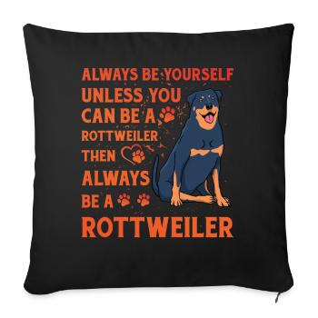 Rottweiler drôle de dicton - Housse de coussin décorative 45 x 45 cm - noir - Devant