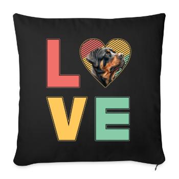 Love Rottweiler - Sofa pillowcase 17,3'' x 17,3'' (45 x 45 cm) - black - Front