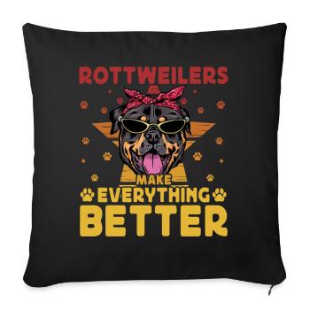 Rottweilers make everything better - Sofa pillowcase 17,3'' x 17,3'' (45 x 45 cm) - black - Front