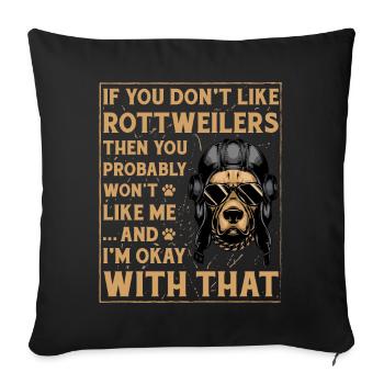 Rottweiler drôle de dicton - Housse de coussin décorative 45 x 45 cm - noir - Devant