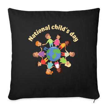 National Child's Day - Sofa pillowcase 17,3'' x 17,3'' (45 x 45 cm) - black - Front