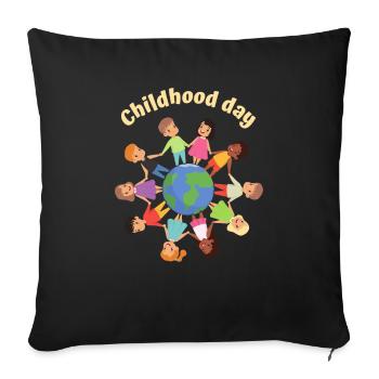 Journée de l’enfance - Housse de coussin décorative 45 x 45 cm - noir - Devant