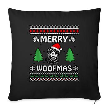 Joyeux woofmas Rottweiler - Housse de coussin décorative 45 x 45 cm - noir - Devant