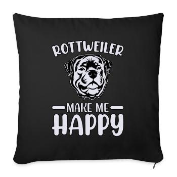 Rottweiler me rend heureux - Housse de coussin décorative 45 x 45 cm - noir - Devant