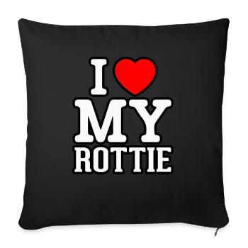 J’adore mon Rottie - Housse de coussin décorative 45 x 45 cm - noir - Devant