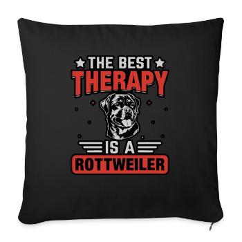 The best therapy is a Rottweiler - Sofa pillowcase 17,3'' x 17,3'' (45 x 45 cm) - black - Front