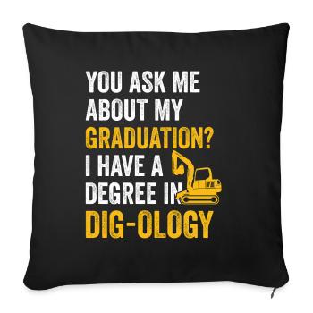 Retro Excavator Saying Excavator Driver Construction Site - Sofa pillowcase 17,3'' x 17,3'' (45 x 45 cm) - black - Front