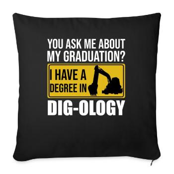 Retro Excavator Saying Excavator Driver Construction Site - Sofa pillowcase 17,3'' x 17,3'' (45 x 45 cm) - black - Front