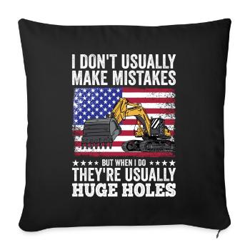 Retro Excavator Slogan Excavator Driver Construction Site - Sofa pillowcase 17,3'' x 17,3'' (45 x 45 cm) - black - Front