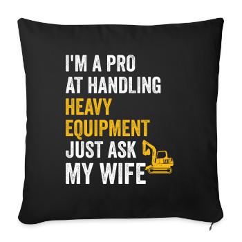 Retro Excavator Slogan Excavator Driver Construction Site - Sofa pillowcase 17,3'' x 17,3'' (45 x 45 cm) - black - Front