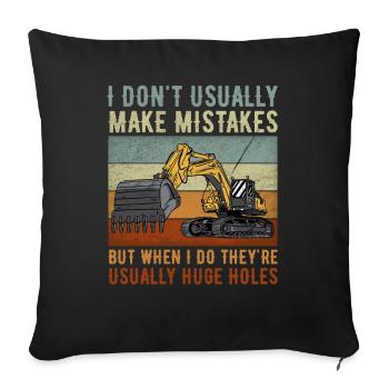 Retro Excavator Slogan Excavator Driver Construction Site - Sofa pillowcase 17,3'' x 17,3'' (45 x 45 cm) - black - Front