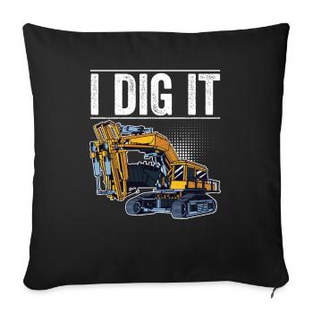 Retro Excavator Slogan Excavator Driver Construction Site - Housse de coussin décorative 45 x 45 cm - noir - Devant