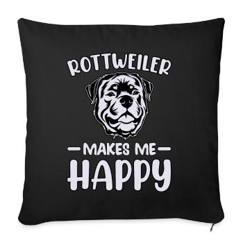 Rottweiler me rend heureux - Housse de coussin décorative 45 x 45 cm - noir - Devant
