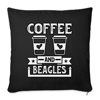 Coffee and Beagles - Sofa pillowcase 17,3'' x 17,3'' (45 x 45 cm) - black - Front