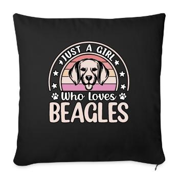 Juste une fille qui aime Beagles - Housse de coussin décorative 45 x 45 cm - noir - Devant