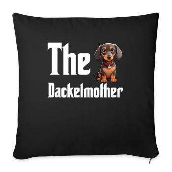 Dackelmother , Lustiges Dackel Mama design - Sofakissenbezug 45 x 45 cm - Schwarz - Vorne